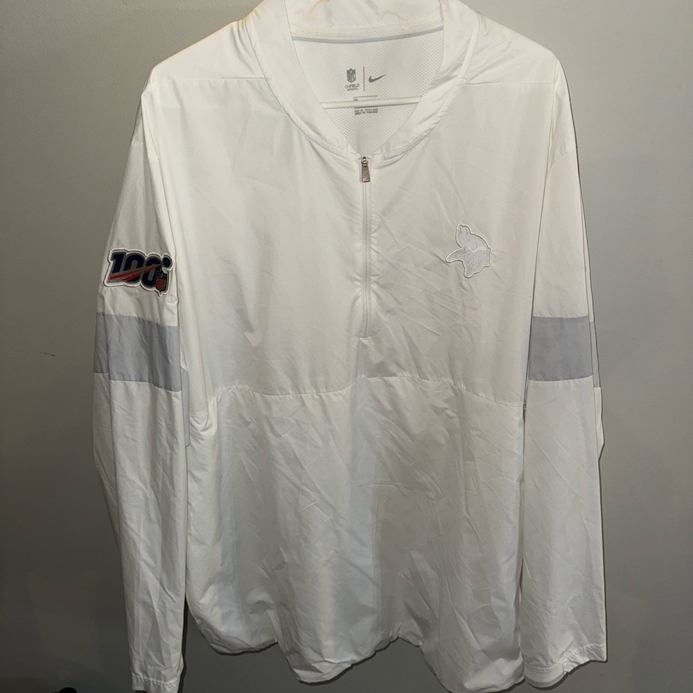 Mens 3XL NFL Nike On Field 100th MINNESOTA VIKINGS All White Sweatshirt Vented